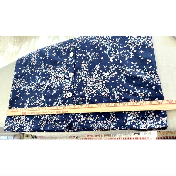 PAPINELLE Cotton/Silk Long Sleeve Pajama Set in Navy Cherry Blossom Print - M - Picture 9 of 15